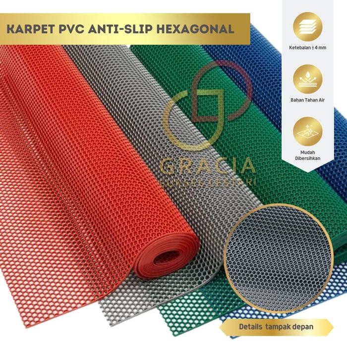 Keset Karpet Anti Slip Kamar Mandi Karpet Wudhu Masjid Hexagon Meteran