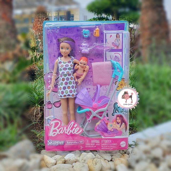 Barbie Skipper Babysitters Brunette With Stroller Baby Doll Playset