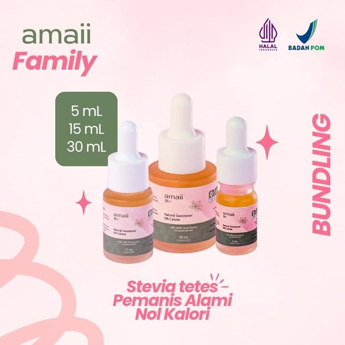 

BUNDLING AMAII FAMILY (5 mL , 15 mL & 30 mL) - Pemanis Alami Nol Kalori / Natural Sweetener Zero