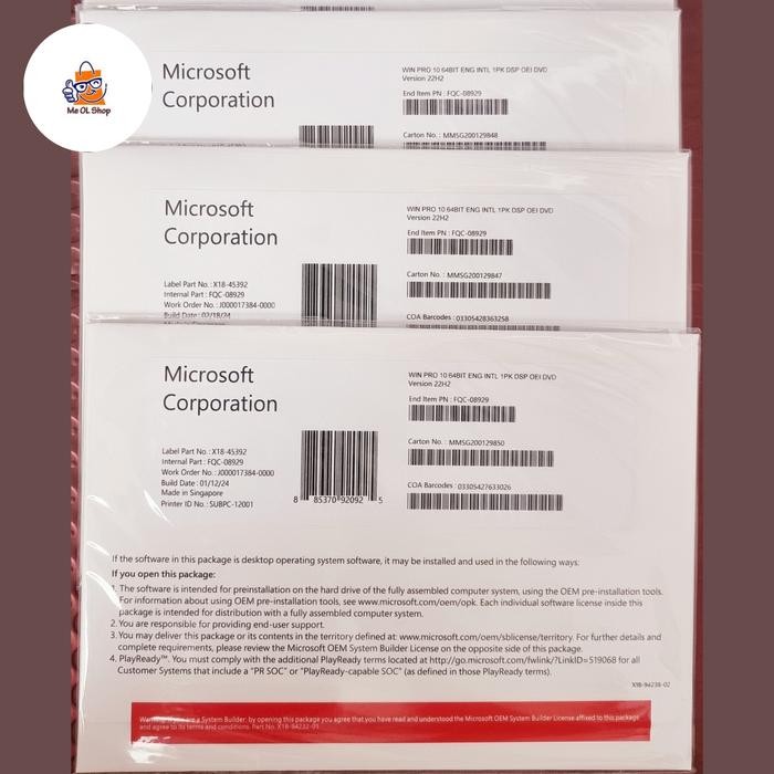 Baru.. Windows 10 Pro 64Bit Ori Dvd Free Logo