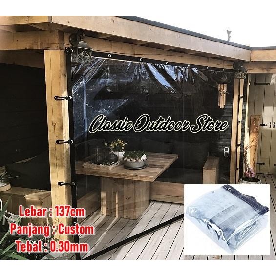 Tirai Plastik Bening Custom / Krei Transparan PVC Outdoor Meteran