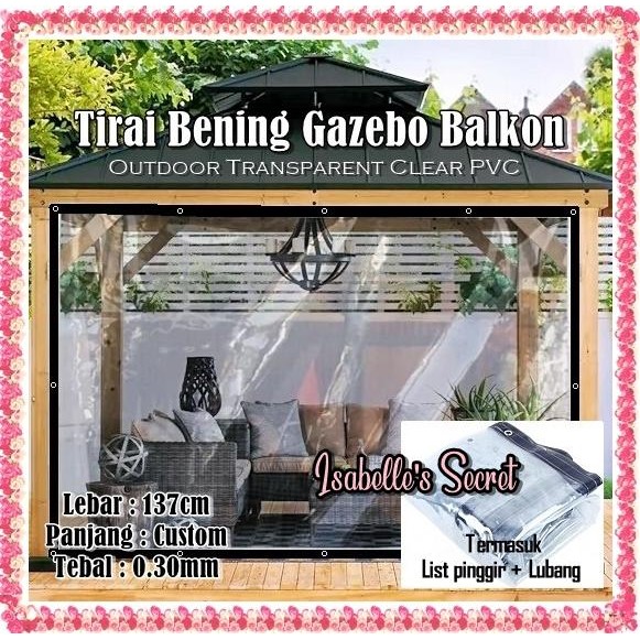 Tirai Plastik PVC Bening Outdoor / Krei Transparan Outdoor Meteran