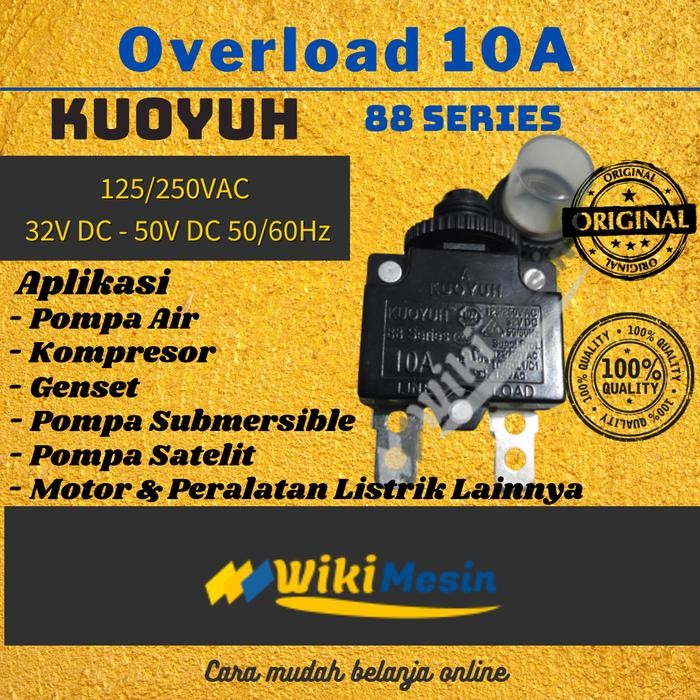 Gass. Overload Thermal Circuit Breaker Wokema 10 Ampere W55 Series 10A