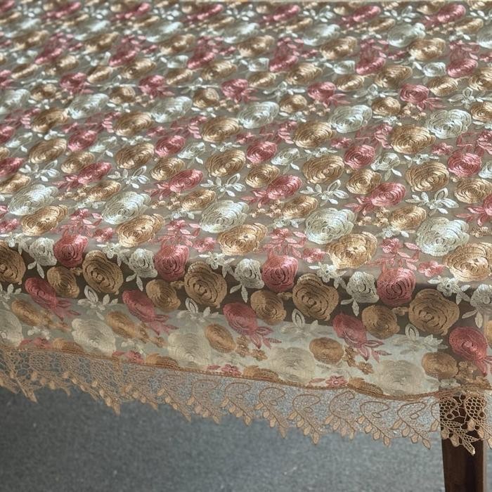 Taplak Meja Makan Renda Bordir Taplak Meja Kain Oval Premium 6-8 Kursi