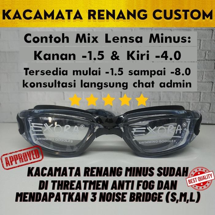 Kacamata Renang Minus Custom 1.5 2 3 4 5 6 7 8