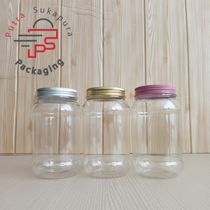 (Allthebest) Toples Plastik 500ml Tutup Aluminium / Toples 500ml Bulat