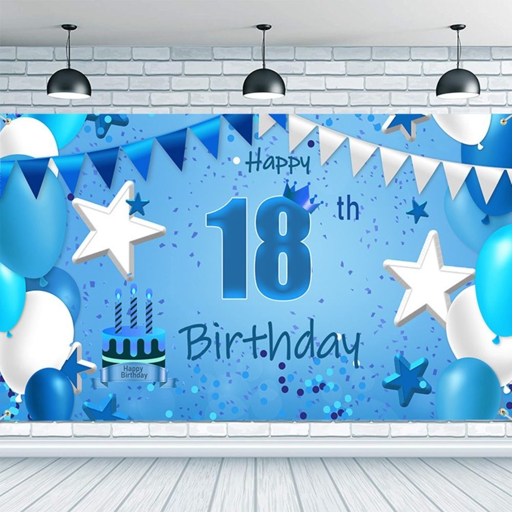 10th 70th Happy Birthday Photography Backdrop Celebrate Glitter Blue Birthday Party Background Polye