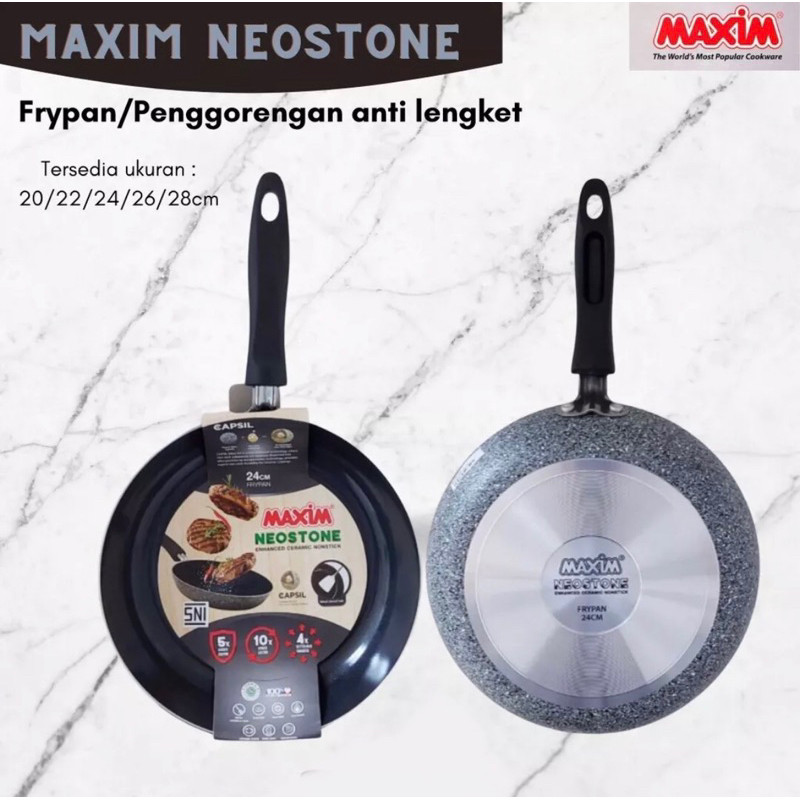 [ Maxim ] Panci / Penggorengan / Frypan / Teflon Maxim Neostone uk 20Cm - 28Cm