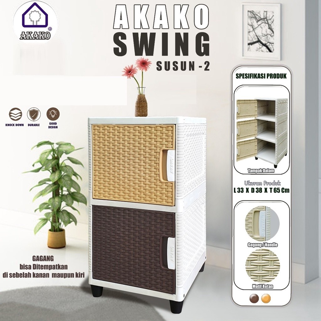 LEMARI PAKAIAN PLASTIK MINIMALIS/LEMARI ROTAN SWING 2 SUSUN