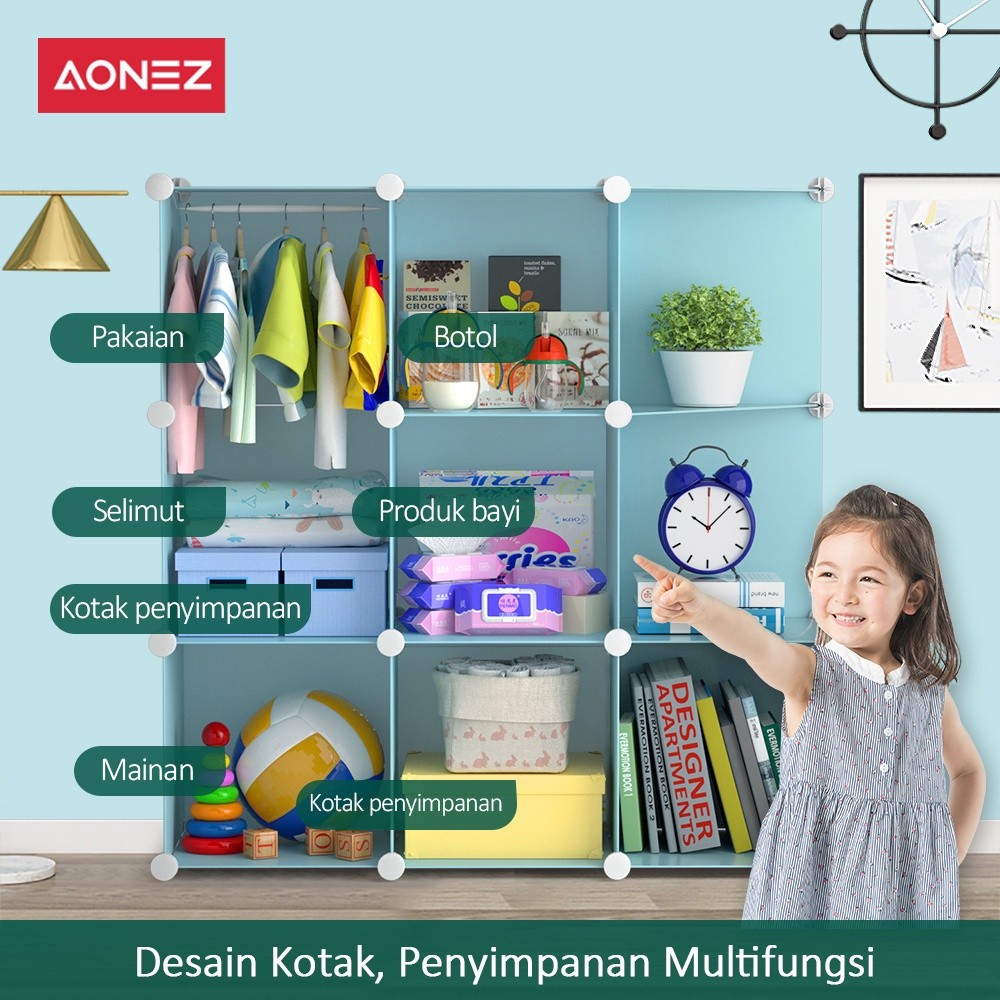 LEMARI PAKAIAN PLASTIK LEMARI MULTIFUNGSI SERBAGUNA LEMARI SUSUN 1 GANTUNGAN 8 PINTU