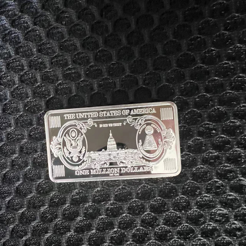 Non Magnetic One Million Dollar Bill Silver Plated 1 Oz Coin Bar