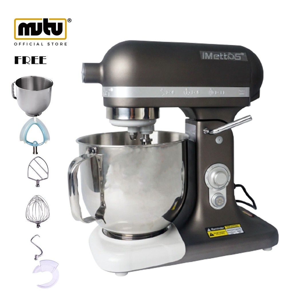 mixer adonan roti 7 liter Imettos-7500 (Frosted-Grey), FREE BOWL 1 UNIT