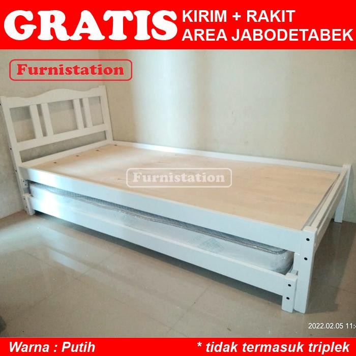 Single Bed / Ranjang Single / Tempat Tidur Kayu Tunggal +Sorong 90X200 Gratisongkir