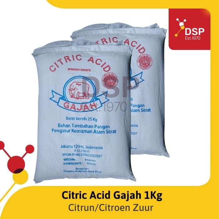 

JTTOP" CITRIC ACID ATAU CITRUN CAP GAJAH EX. LOKAL FOOD GRADE 1 KG