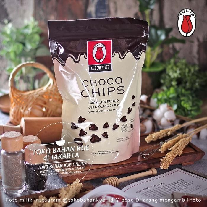 

JTTOP" TULIP DARK CHOCOLATE CHIP 1KG PACK ASLI CHOCOCHIP COKELAT CHIPS COKLAT