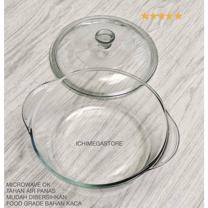 ICHIMEGASTORE Mangkok Sayur Besar Kaca Mangkok Kaca Mangkuk Makan + Tutup Kaca Mangkuk Sup Party