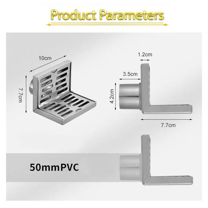 3.5Inch Saringan Got Sus 304 Siku Floor Drain Saringan Dinding Sudut Floor Drain Wall Corner