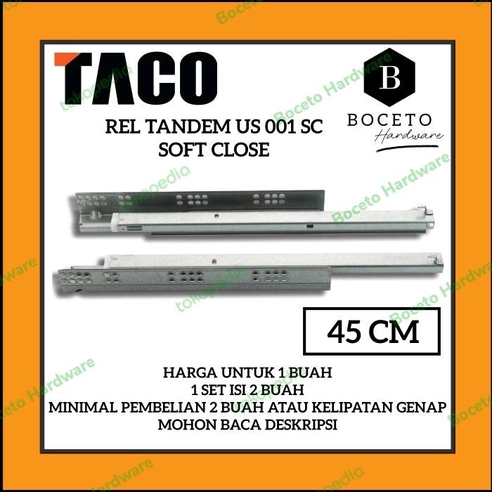 PREMIUM Rel Laci Tandem TACO Slowmotion / Rel Tandem Soft Close Panjang 45 Cm