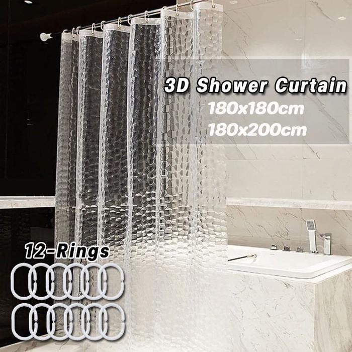Tirai Kamar Mandi Anti Air 180x200CM / 3D Tirai Mandi Tirai / Tirai Shower Curtain / Tirai Kamar
