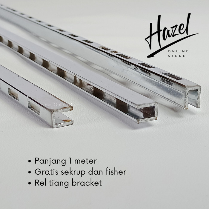 PREMIUM Rel Tiang Bracket Besi 1 Meter Penyangga Rak Dinding