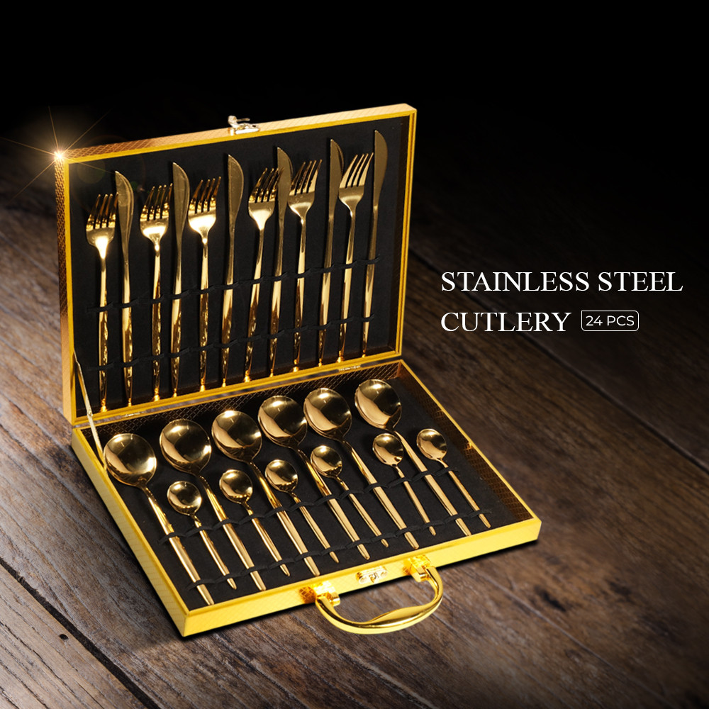 

Alat YUSANHAO Set Alat Makan Perlengkapan Sendok Garpu Pisau Cutlery 24 PCS - DS0053 Potong