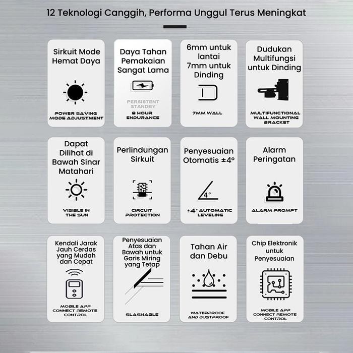 

Bricks - Laser Bangunan Alat Perata Laser 8/16 Line 4D Digital Meteranlaser Laser Sinar Hijau Dengan