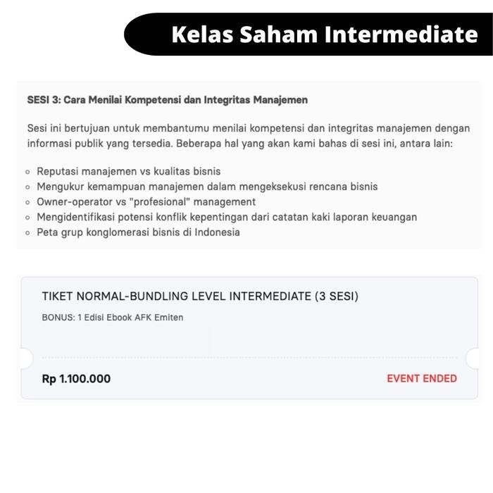 

TERLARIS QUALITY INVESTING COURSE INTERMEDIATE BY INVESTABOOK SAHAM READY