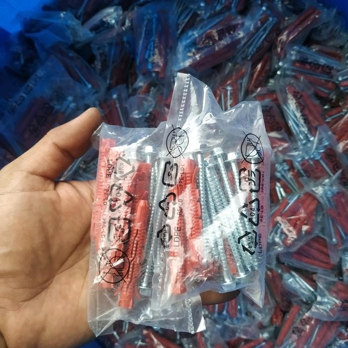 New baut fisher - panjang 6 cm - diameter 8 mm - satu set 8 pcs - new ori