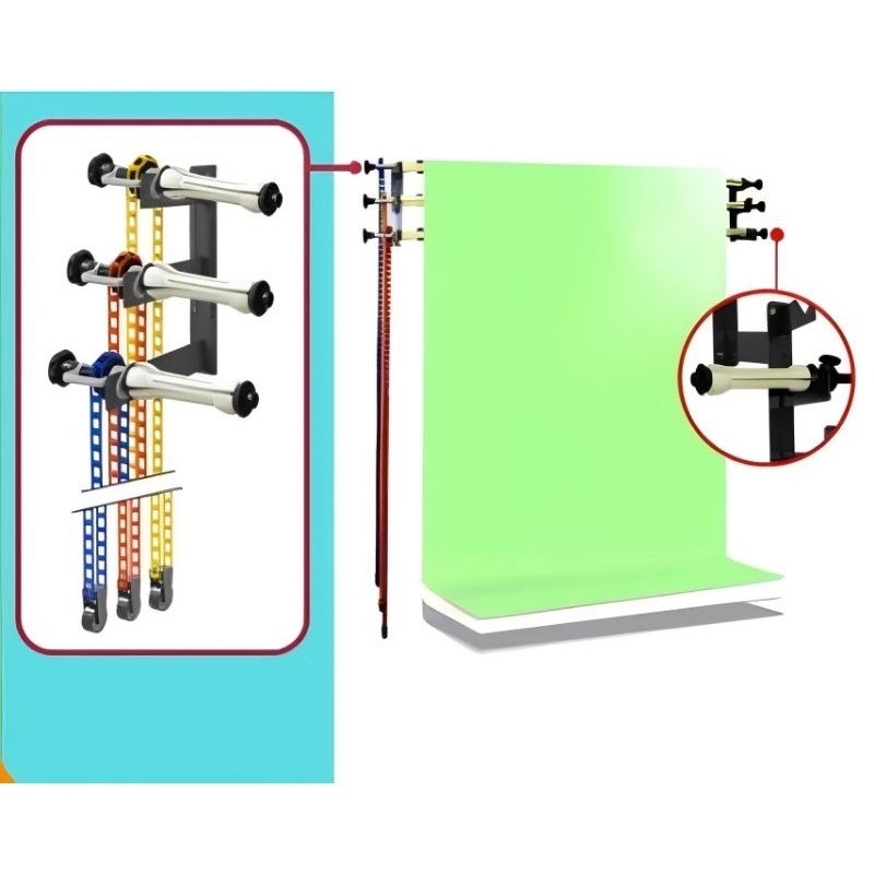 Paket Komplit Expander Premium Background Stand Tembok Paper Set Seam