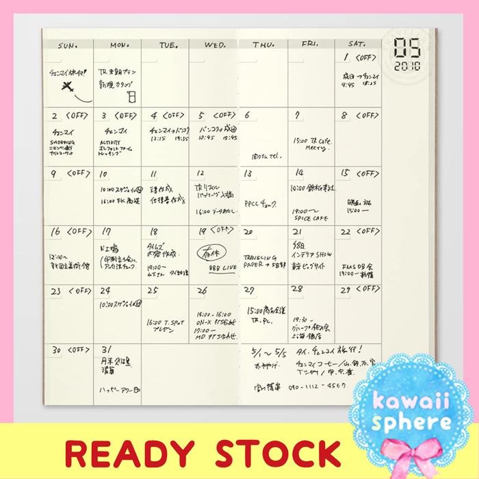 

Midori Travelers Notebook 017 Regular Size Monthly Insert #Gratisongkir