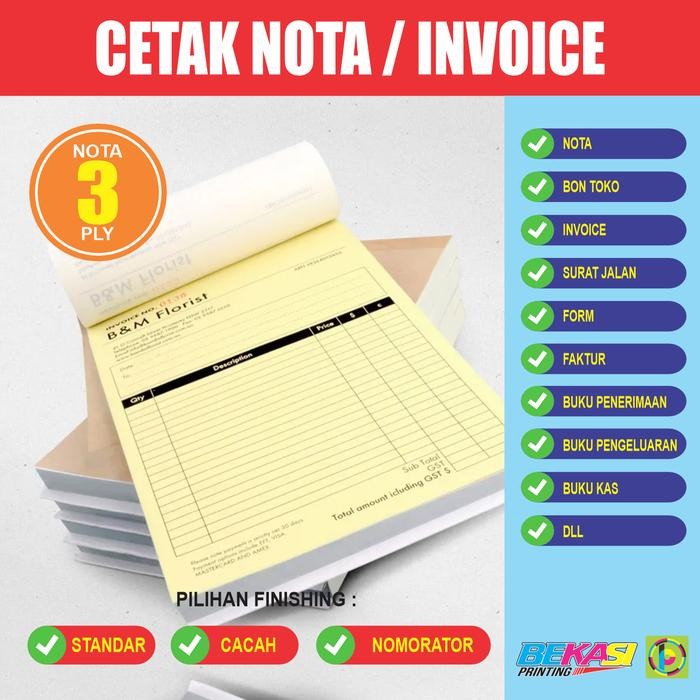 

Cetak Nota Bon Invoice 3 Rangkap / Ply - Carbonless Tanpa Karbon #Gratisongkir