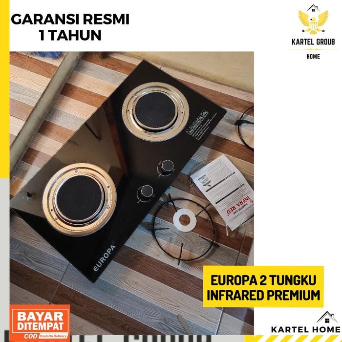 Europa Kompor Tanam Kaca 2 Tungku Infrared Hemat Gas Lpg 40% Tempered