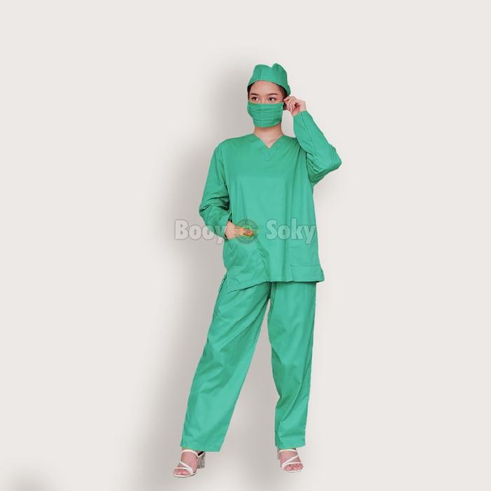 Baju Oka Ok Jaga Dinas Malam Lengan Panjang Warna Hijau Tosca Celana Wanita