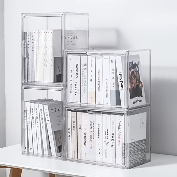 Books Meja Container Box Organiser Acrylic Transparent
