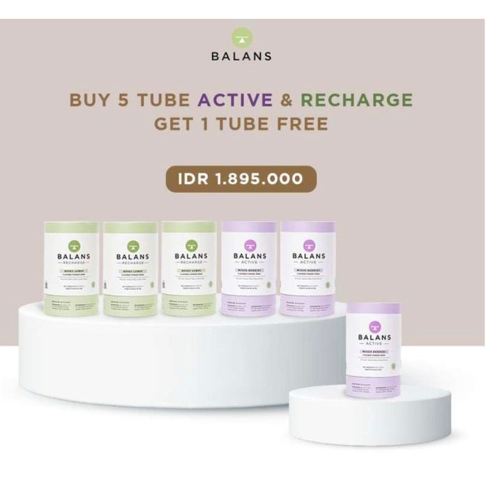 

Balans Promo Bundling Active & Recharge Buy 5 Get Free 1 Tube