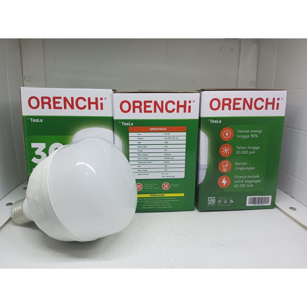 Lampu LED Orenchi Supra 30 Watt 30Watt Cahaya Putih / Lampu Murah Supra 30 W 30W SNI by Tesla