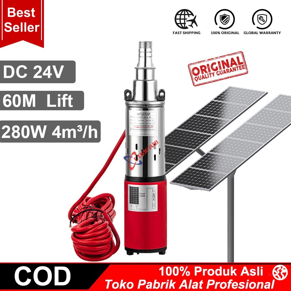 Efisien Pompa Air Tenaga Surya 12V 24V 280W 40-60M Sumur Pompa DC Sekrup Pompa Submersible Irigasi