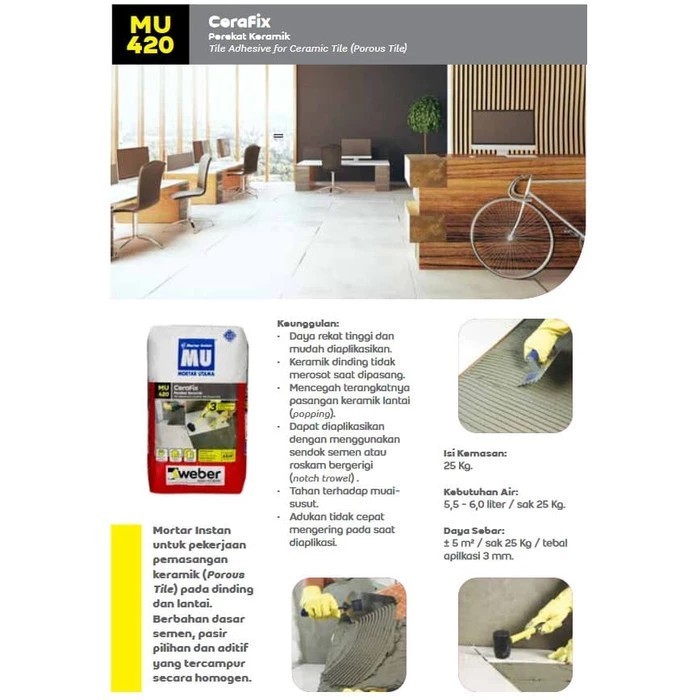 MU-420 CeraFix 25kg Perekat Keramik Tahan Muai-Susut