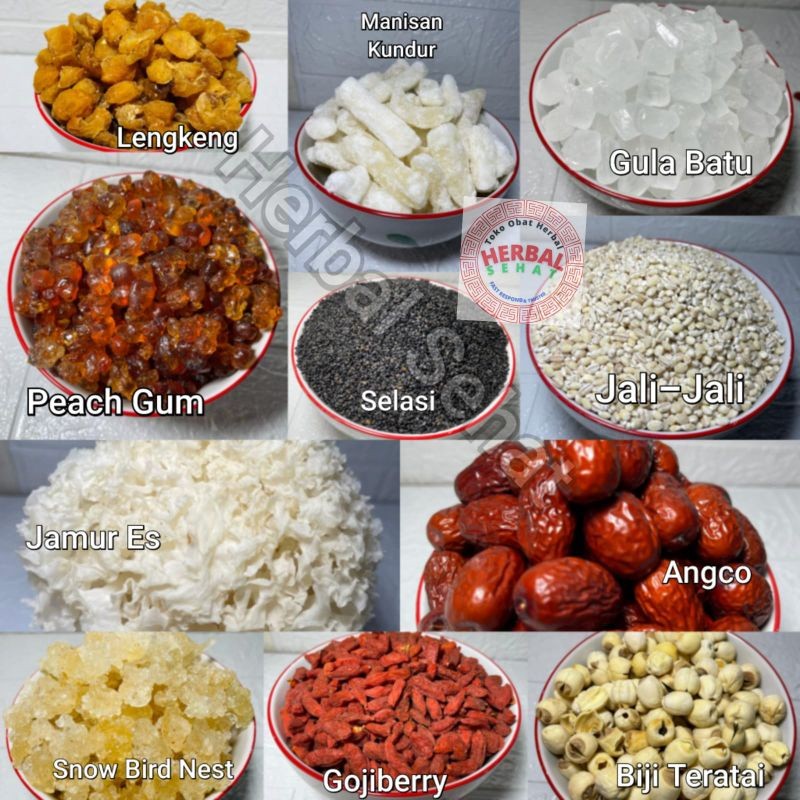 

Paket Lengkap 11 Bahan 550 Gram Peach Gum Dessert / Tao Jiao Peachgum PREMIUM