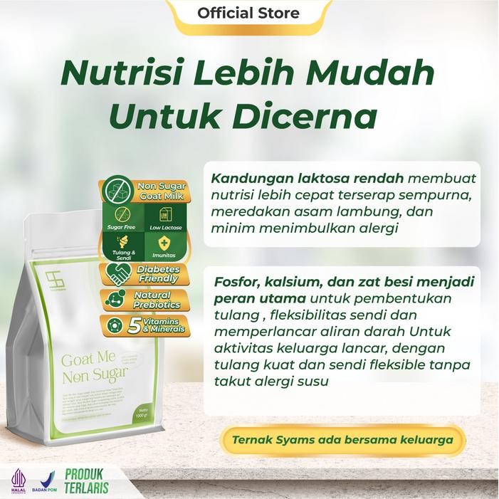 

BARANG TERLARIS Ternak Syams Susu Kambing Tanpa Gula 1KG Rasa Original diabetes kolestrol hipertensi