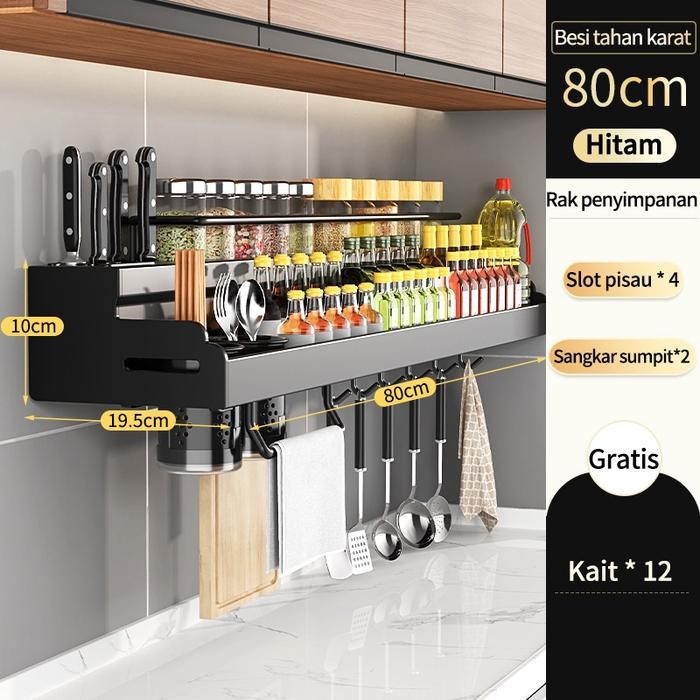 Rak Dapur Stainless Steel Rak Bumbu Dapur Rak Pisau Dapur Gantung
