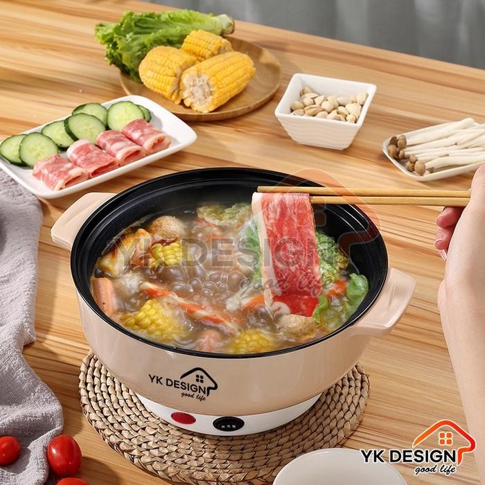 Yk Design Panci Elektrik Teflon Serbaa / Panci Listrik Multifungsi Free Kukusan Stainless Yk-803