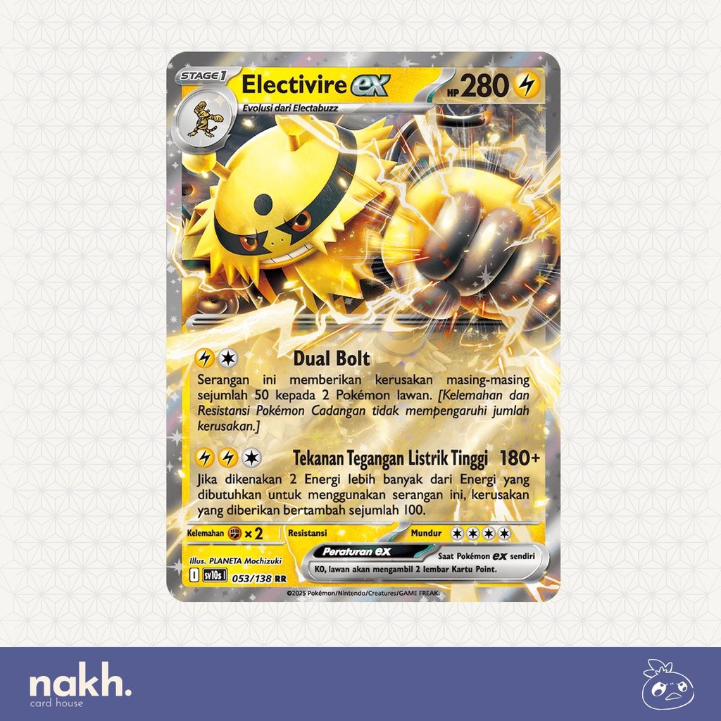 Kartu Pokemon TCG Indonesia Kehadiran Juara sv10s 053/138 Electivire ex