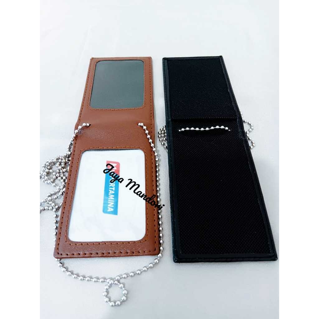 

Name Tag Id Card Holder Dompet Saku Dompet Kartu Magnet plus kalung rantai kulit hitam dhop
