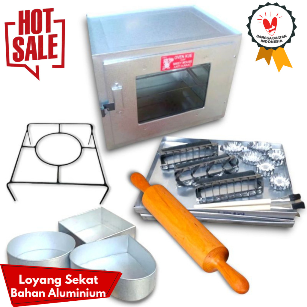 Oven Kompor Tangkring Miky Susun 3 Bahan Galvalum Anti Karat / Paket Loyang dan Cetakan Kue Lengkap