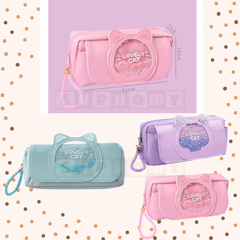 

Tempat Pencil Tas Pensil kotak pensil aesthetic tempat alat tulis Bahan PVC berkapasitas besar