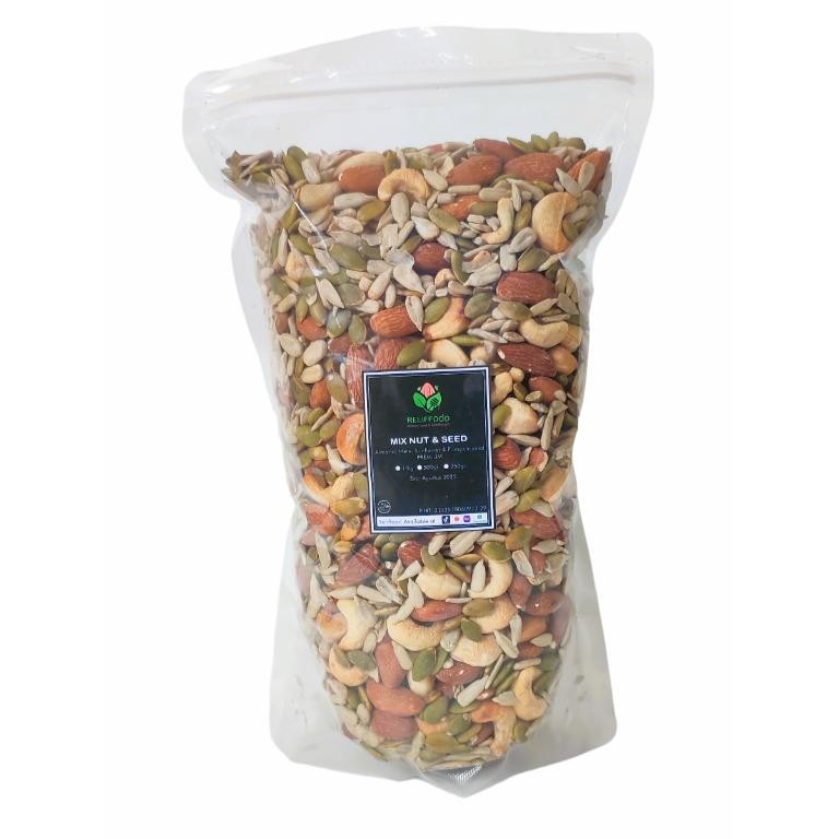 

Mix Nut & Seeds 1 Kg Premium 4 Varian - Almond Mete Mede Biji Bunga Matahari Pumpkin Food Snack