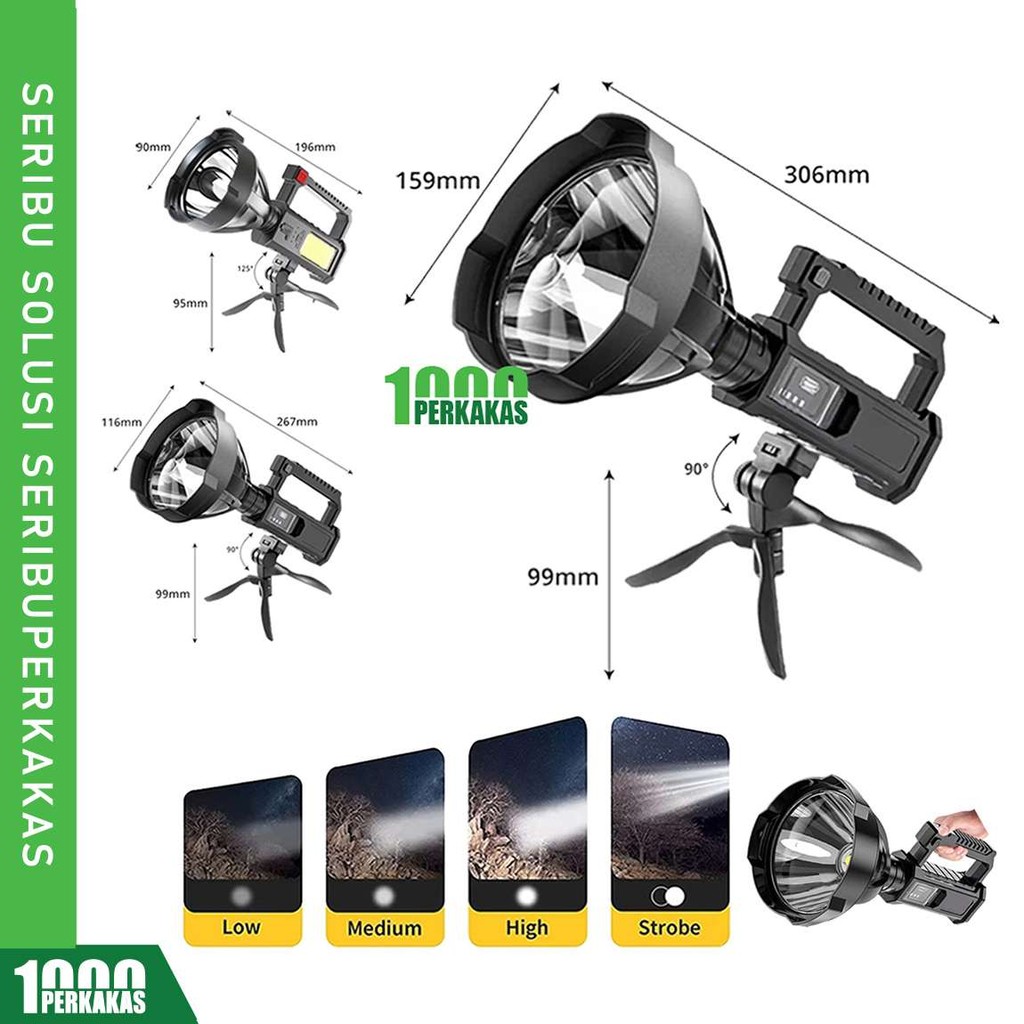 Senter LED Tembak Sorot Jarak Jauh 19W COB 1200-1500 Lumens E041x 1P / Searchlight Super Terang Flas