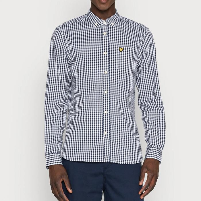 BEST SELLER Lyle and Scott Long Sleeve Gingham Shirt Navy Original