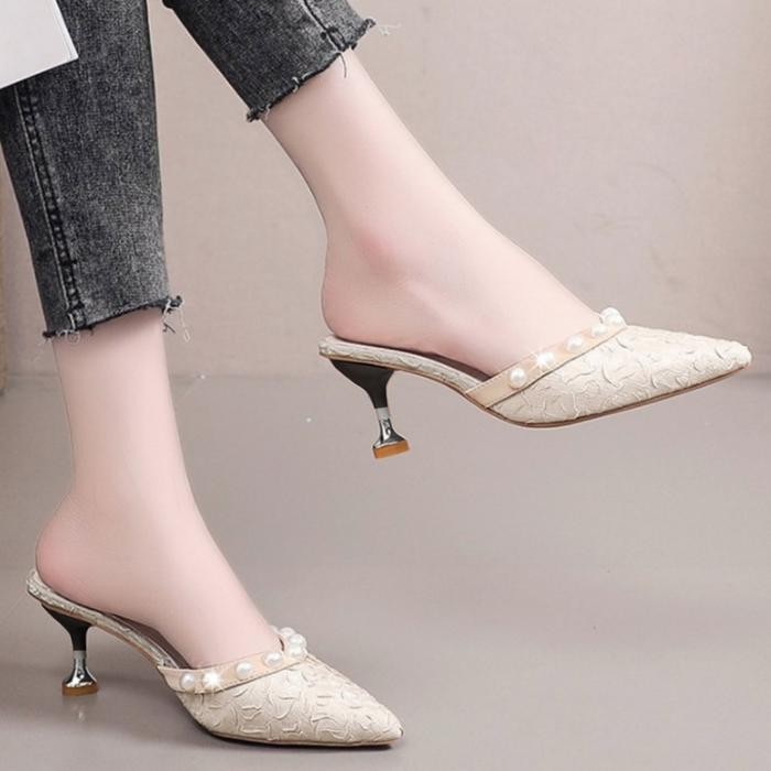 JTTOP" MUCHU - JIHAN HEELS WANITA 5 CM / HEELS PESTA / HEELS MUTIARA / HEELS BIGSIZE WANITA / KITTEN